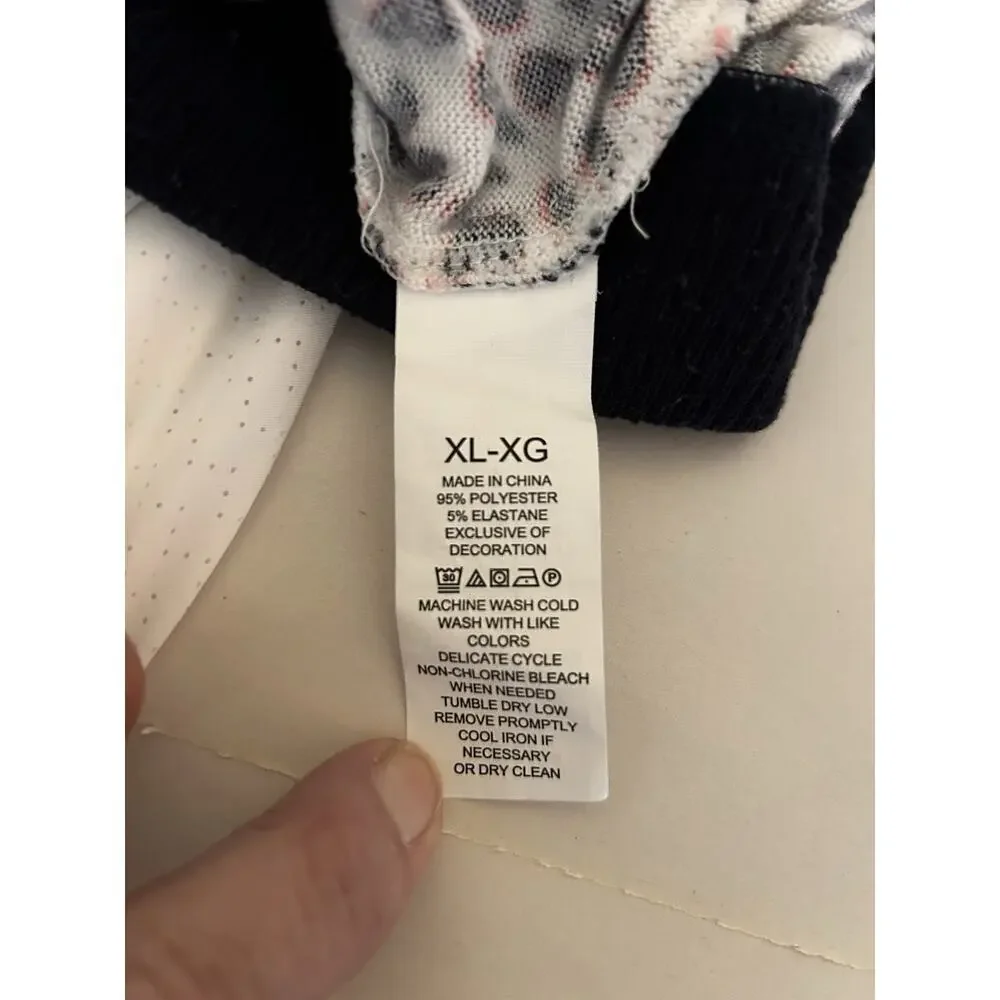 Kate Spade Womens Blue White Pink Leopard Print V-Neck Long Sleeve Pajama Set XL
